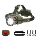 Rechargeable 2000-Lumen Headlamp with 6000mAh Battery Pack, Zoomable 180° Tilt IP65