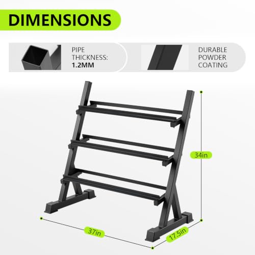 3-Tier Dumbbell Rack for Home Gym – Heavy-Duty Weight Storage Stand