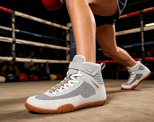 Womens Wrestling Shoes - Wide Fit, Beige, Boxing Shoe