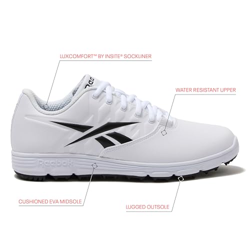 Reebok Mens Spikeless Golf Shoes - 12 X-Wide White/Black/White
