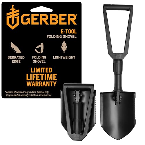 Gerber E-Tool Tactical Folding Shovel M - Camping & Survival Gear with Serrated Edge