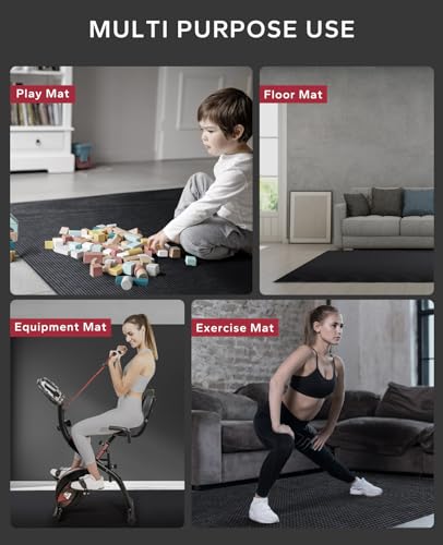 HAPBEAR Black High Density 6'x4' Exercise Yoga Mat 8mm Thick Non-Slip Durable