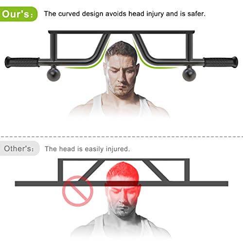 SELEWARE Black Wall Mount Pull Up Bar - Heavy Duty, Multi-Grip, Supports 500 lbs