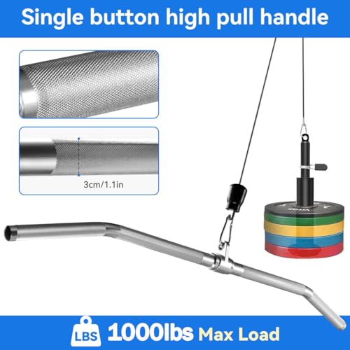 38.1in Aluminum Lat Pulldown Bar for Cable Machine - Bent Rod Attachment