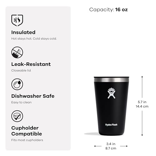 Hydro Flask 16 Oz All Around Tumbler with Press-In Lid - Birch Gray Insulated Travel Mug