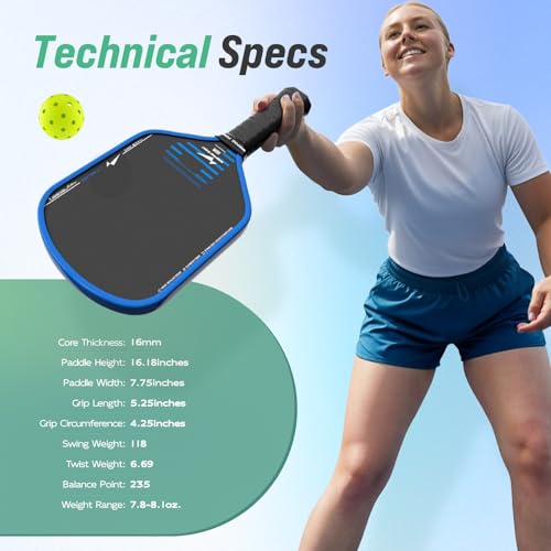 Warping Point Hybrid UPA-A Approved 16MM Carbon Fiber Pickleball Paddle - Thermoformed Design