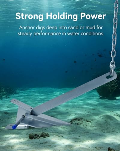 13 lb Boat Anchor Kit with Chain Rope and Shackles for 20-32 ft Boats