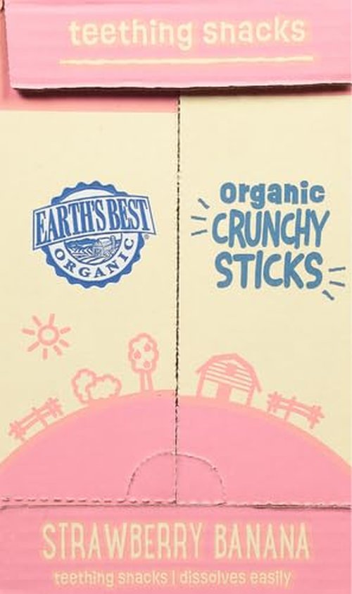 Earth's Best Organic Baby Food - Strawberry Banana Teething Snacks | Crunchy Sticks for 6+ Months, 0.56 oz (Pack of 5)