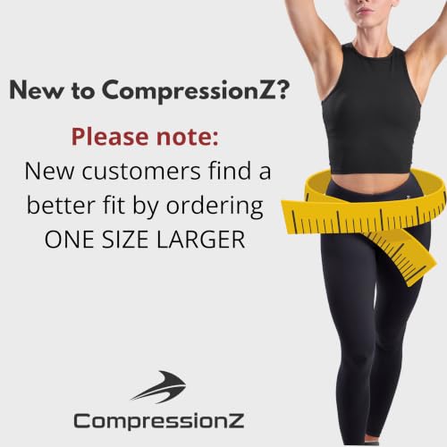 CompressionZ Women's High Waisted Compression Leggings with Pockets - Black, Large
