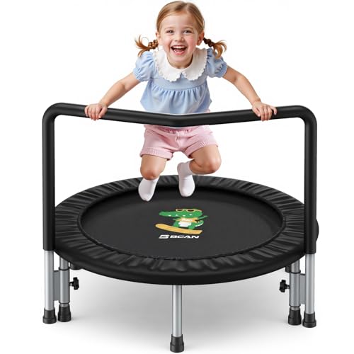 BCAN Kids 36'' Indoor Toddler Trampoline with Foam Handle - Black