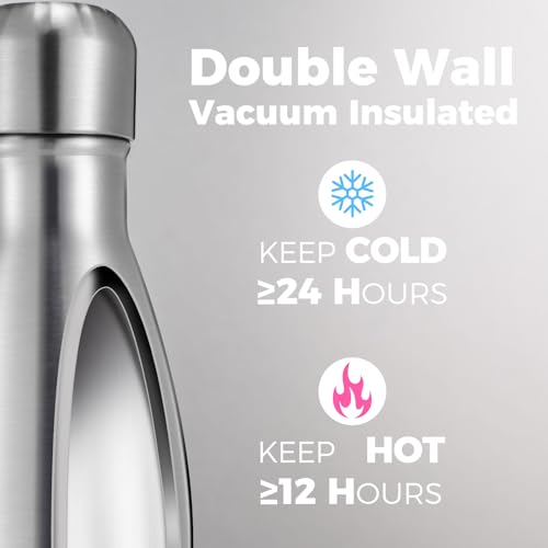 17oz Insulated Water Bottles Multi-Pack - Silver, 4 Pack
