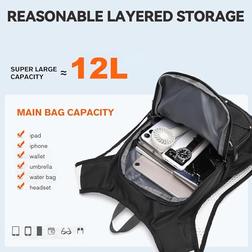 Lightweight Hydration Backpack with 2L Water Bladder for Cycling Hiking - Black