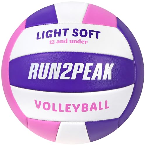 RUN2PEAK Light Soft Volleyball - Kids Youth Teen Indoor Outdoor Training - Purple/Pink/White