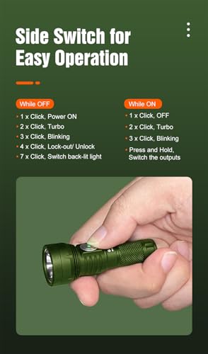 Mini Keychain Flashlight 700 Lumens with USB-C Charging - Green - NANO V3
