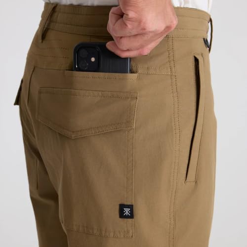 Men's Travel Shorts - Roark Layover Pro, 8 Inch, Breathable, Dark Khaki, Large