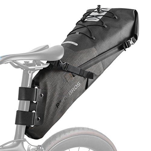 ROCKBROS Bikepacking Saddle Bag 14L Waterproof Bicycle Seat Pack, Adjustable & Foldable