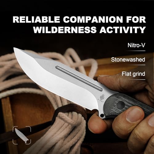 Kizer Ursa Major Fixed Blade Knife Black-1 with Hammer Head & Hex Hole