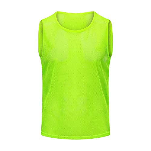 Youth & Adult Soccer Pinnies - Mesh Scrimmage Vests, Large Green