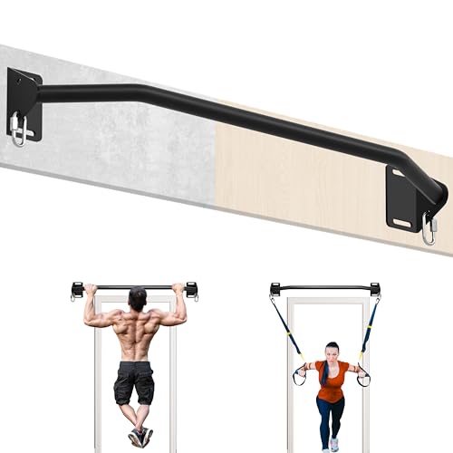 HWOOUSA Black Wall Mounted Heavy Duty Pull Up Bar Supports 600 Lbs for Home & Garage