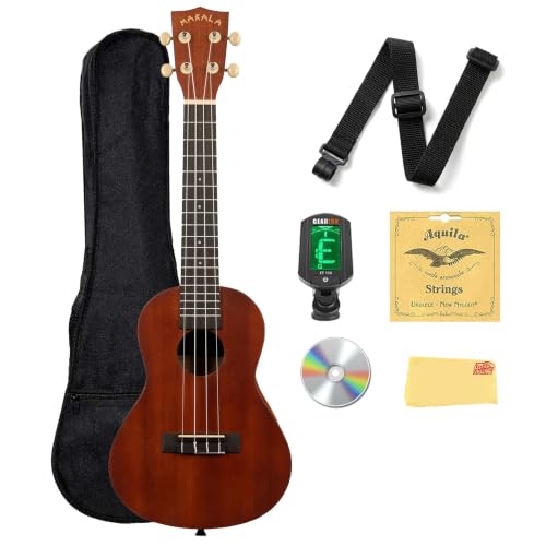 Kala MK-C Makala Concert Ukulele Bundle with Gig Bag, Tuner, Strap, Aquila Strings, Online Lessons & DVD