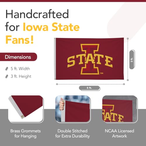 Iowa State Cyclones NCAA Flag - Nylon 3' x 5' Red and Gold College Banner