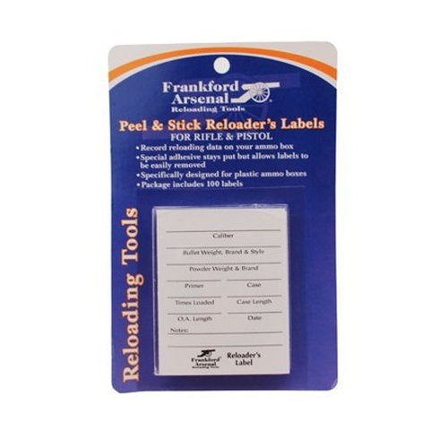 Frankford Arsenal Adhesive Shotgun Pistol and Rifle Reloader's Labels for Ammo Boxes and Storage Bins - 100 Pack white