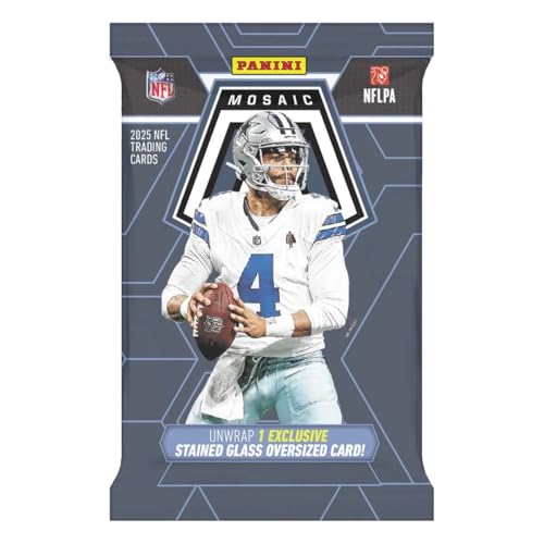 2025 Panini Mosaic Football Trading Card Box with Stained Glass Oversized Card