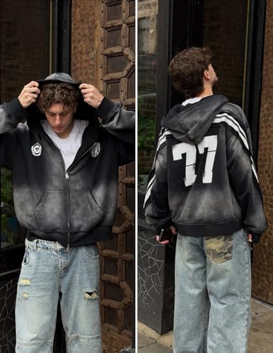 Aelfric Eden Black Medium Stripe Washed Zip Hoodie Unisex Graphic Sweatshirt