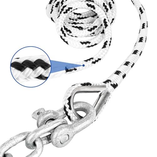 TUNORD Boat Anchor Kit 8LB Fluke Anchor with Chain & Rope for 12-22FT Boats