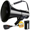 Black 50W Bluetooth Megaphone with Rechargeable Battery, Siren, Recording & 1600ft Range
