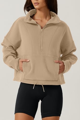 Women’s Half Zip Fleece Sweatshirt - Cozy Sherpa Pullover for Winter