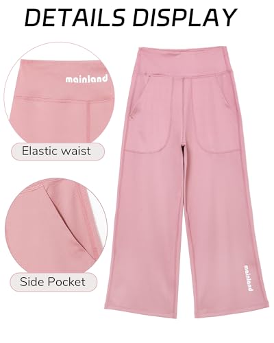 Girls Wide Leg Yoga Sweatpants 4 Pack - Casual Kids Pants 5-6 Years Black Navy Lavender Dusty Rose