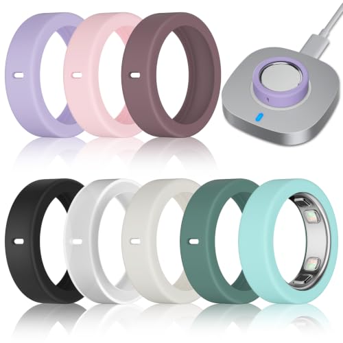 8 Pack Ultra-Thin Silicone Ring Covers Compatible with Oura Ring Gen 5 - Color S for Sizes 6-9