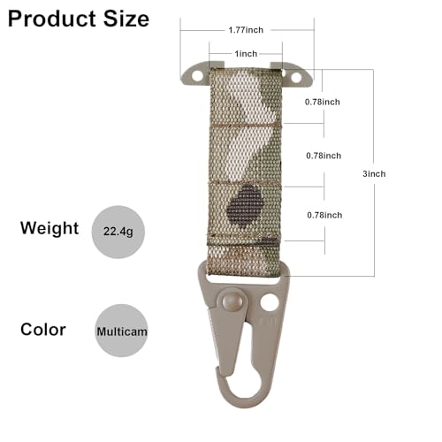 Multicam Tactical Gear Clip Set with MOLLE Webbing, HK Hook & Carabiner - 4PCS