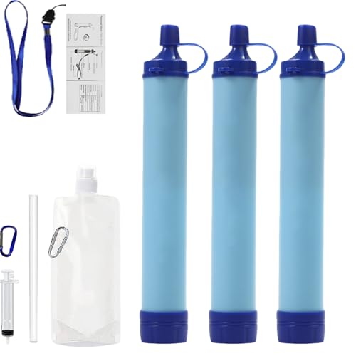 PRIMITIVE LABS 3-Pack Portable Water Filter for Hiking Camping Emergency Survival