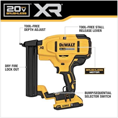 DeWalt 20V MAX Cordless Narrow Crown Stapler Kit 18GA for Woodworking