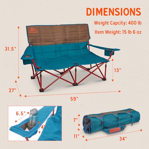 Kelty Low Loveseat Camping Chair 2-Person Double Seat - Deep Lake & Fallen Rock Variants