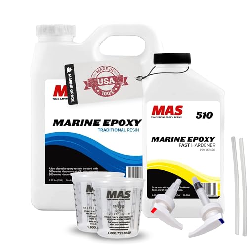 Marine Epoxy Resin Kit 38.4 Fl Oz Fast Cure 5:1 Marine & Boat Repair