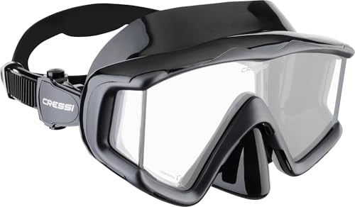 Cressi Perfect View Triside Panoramic Scuba & Snorkeling Mask - Black/Graphite