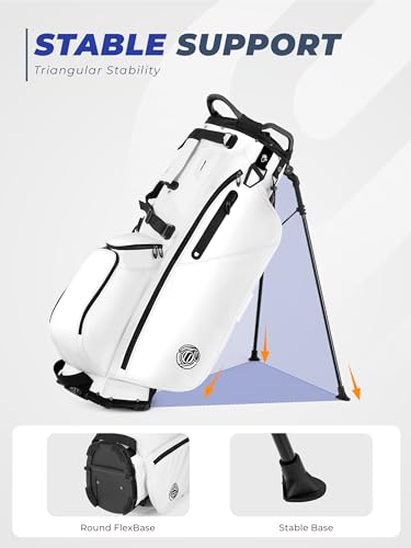 White 7-Way Golf Stand Bag for Men & Women - Lightweight & Durable, Upgraded Base