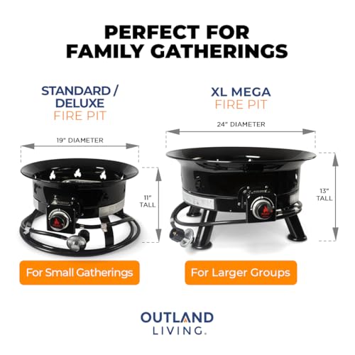 Outland Living 24-Inch Smokeless Propane Fire Pit with Cover, Black