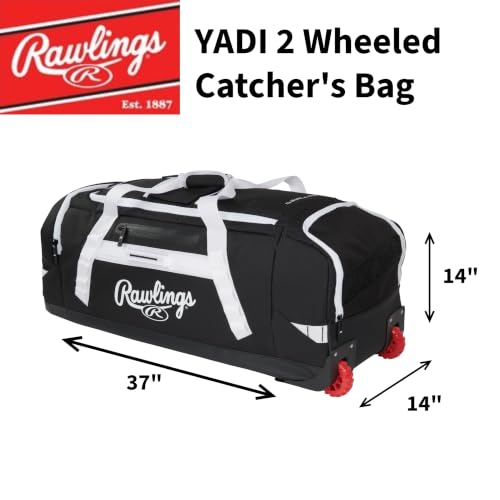 Rawlings YADI 2.0 Wheeled Catcher's Bag Graphite 37" L x 14" W x 14" H Baseball Softball Gear Bag