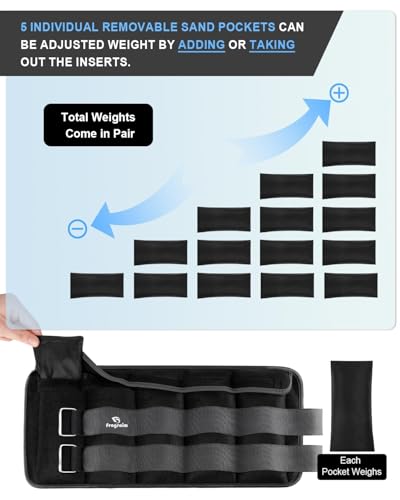 Black Adjustable Ankle Weights Pair 7.5 lbs Removable for Gym Jogging Fitness