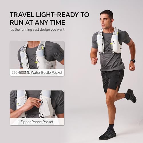 N NEVO RHINO White Medium Hydration Running Vest with 2 TPU 500ml Soft Flasks