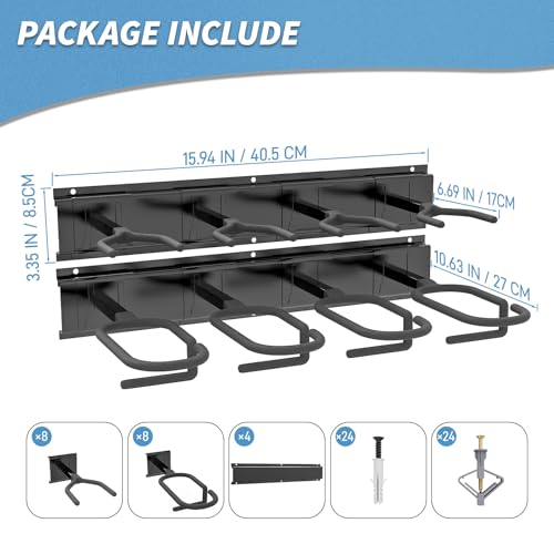 Upbci Gun Rack Wall Mount - Adjustable Aluminum 12-Slot Black Variation
