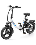 Electric Foldable Fat Tire E-Bike - 16-Inch, 500W Motor, Portable Commuter Bike - Blue-White 16