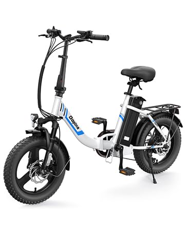 Electric Foldable Fat Tire E-Bike - 16-Inch, 500W Motor, Portable Commuter Bike - Blue-White 16