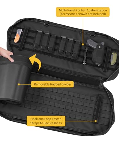 Black 34-Inch CVLIFE Soft Rifle Case Backpack with Pockets & Molle System