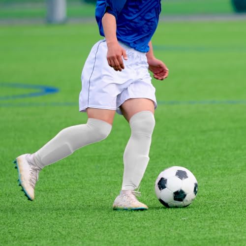 White Over Knee Baseball & Soccer Socks for Boys and Men - Large