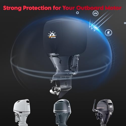 Boat Motor Cover Waterproof Heavy Duty 25-50 HP Black - Fade-Resistant